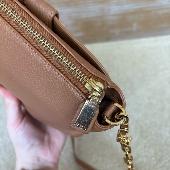 Tory Burch Meyer Leather Crossbody Bag Brown Preppy Classic Casual Gold Hardware - Picture 6 of 12
